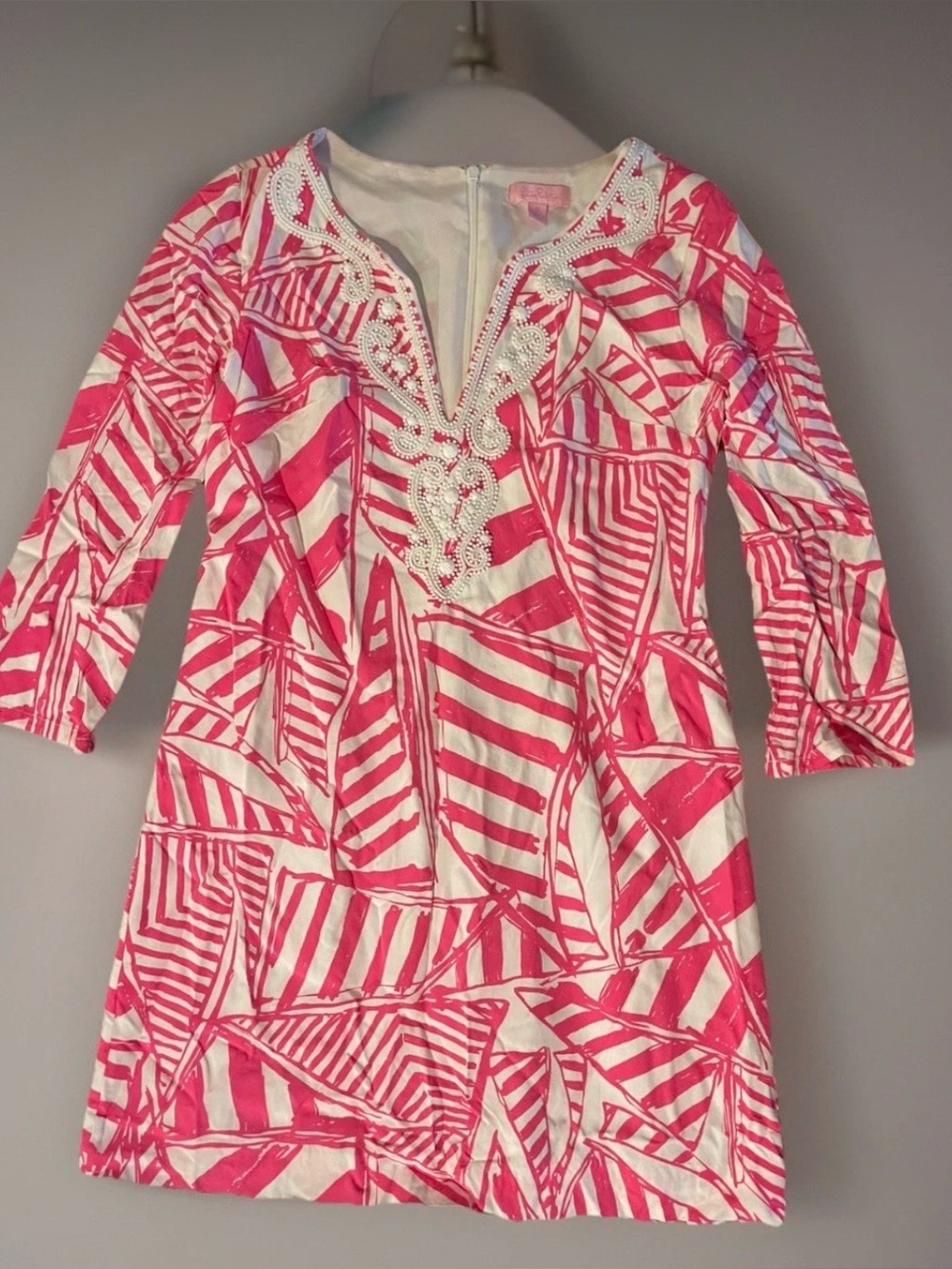 Lilly Pulitzer Pink Pattern Beaded Dress XS